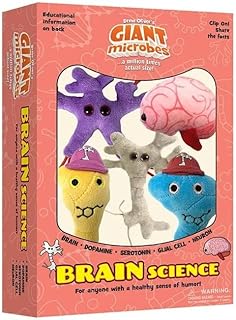 GIANTmicrobes Brain Science Themed Gift Box –Learn about Neuroscience with this 5-piece Box Set of Plush Key Chains, Educational Gift for Students, Doctors, Teachers, Neuroscientists and Psychologists