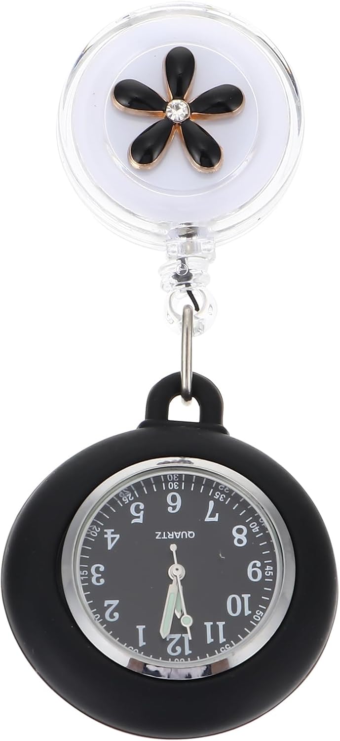 iplusmile Retractable Nurse Watch for Nurses Doctors, Portable Lapel Watch Clip-on Hanging Nurse Watches Cute Silicone Cover