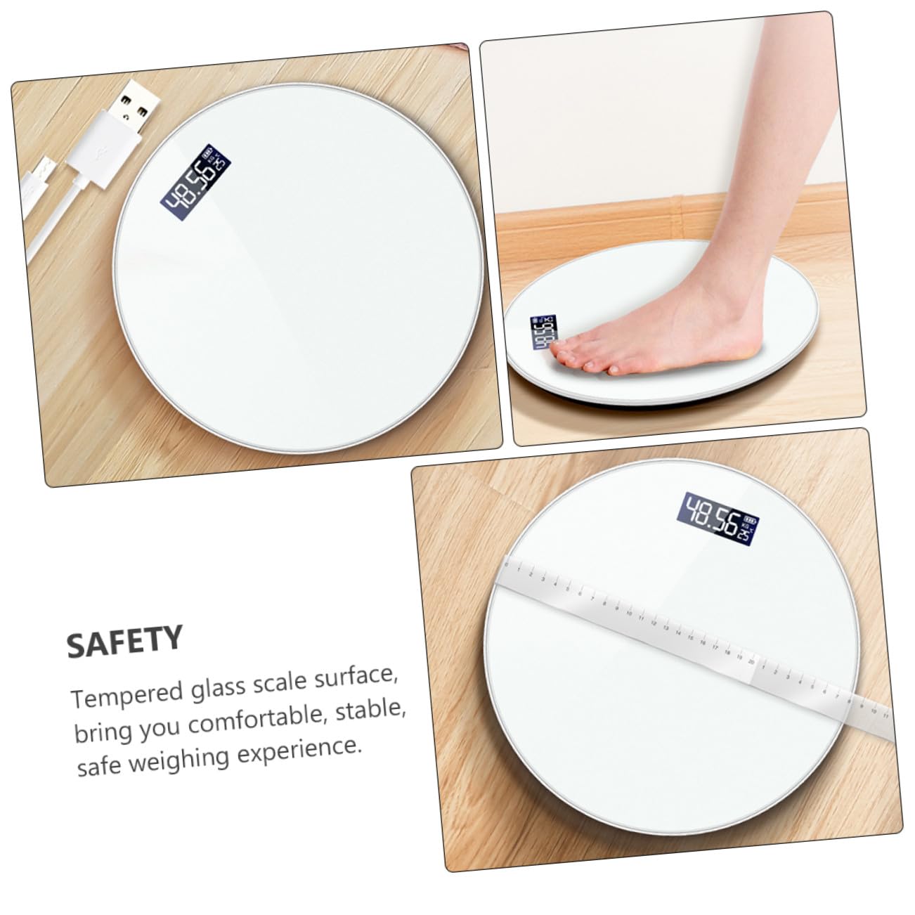 Báscula Digital de Peso Corporal Recargable con Pantalla LED Grande para Gestión Fitness y Salud Familiar