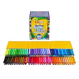 Crayola Super Tips Marker Set (150ct), 2-in-1 Fine Point & Broad Line Markers for Kids, for Kids, Colored Markers for Coloring Books, 3+