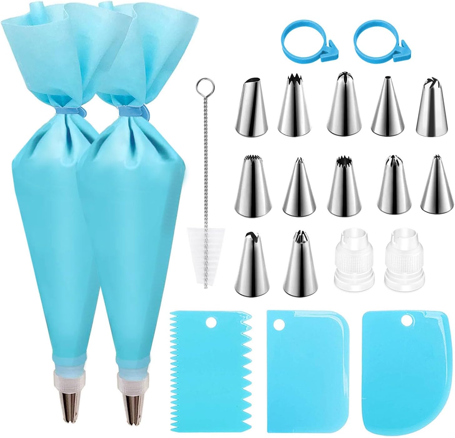 Set De 20 Poches à Douille Jetables 1L + 4 Douilles Métal - Pour Pâtisserie Et Décoration