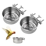 LuckyOpt Bird Cage Feeder, 11 Oz Detachable Hanging Metal Bird Bowls for Cage Prevent Tipping and Movement, Stable Small Animal Bowls for Hamsters, Parrots, Squirrels, Rabbit (11 oz,2pcs)