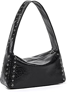 Kamsyluci Studded Purse Y2k Purses For Women Black Shoulder Crossbody Bag Cute Trendy Vegan Leather Handbag