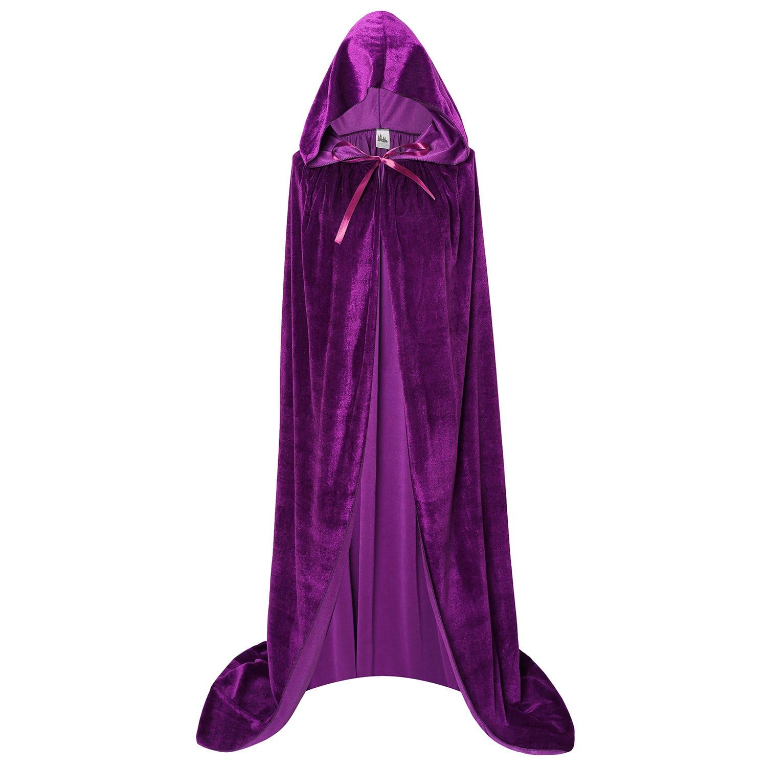 Makroyl Unisex Hooded Cloak Long Velvet Cape For Halloween Christmas Cosplay Costume (Purple, Medium)