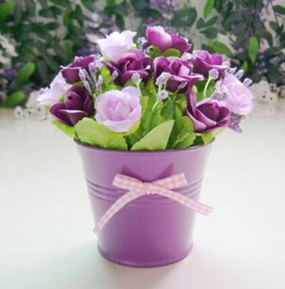Top Estore Faux Flowers Small Potted Plant Home Garden Decoration Fake Flowers (Pink)