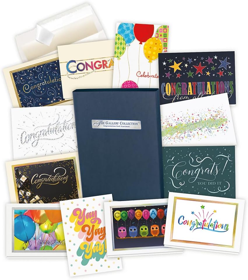 The Gallery Collection - Congratulations Cards Assortment Box (35 Cards), Foil & Embossing