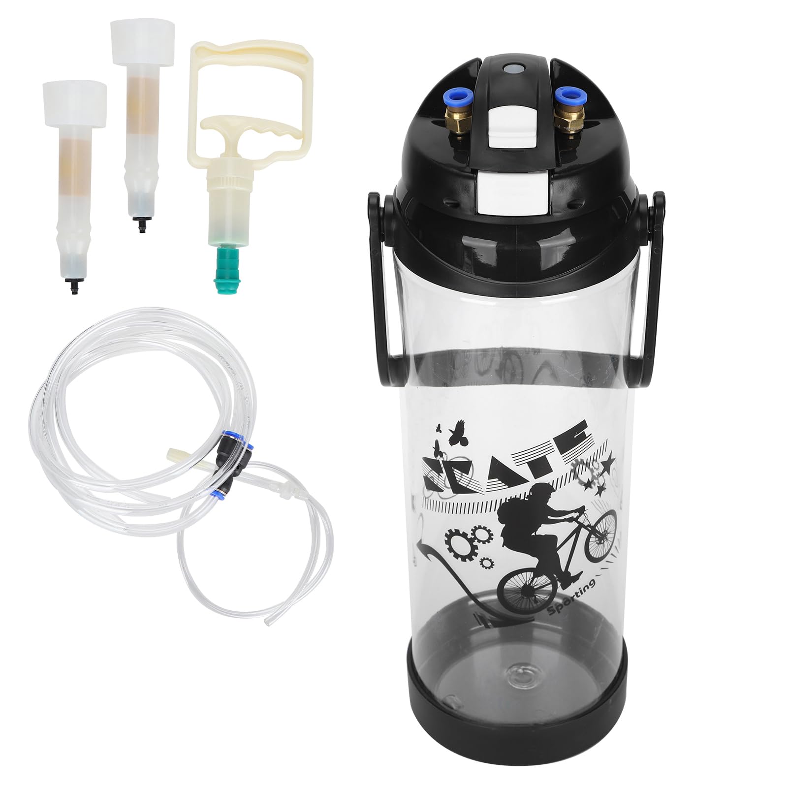 Fockety Machine à traire Les chèvres, Trayeuse Manuelle 3L à Double tête en Plastique, trayeuse Domestique, Seau avec Pompe à Vide réglable, matériel de traite pour Moutons et Vaches (tête Double)