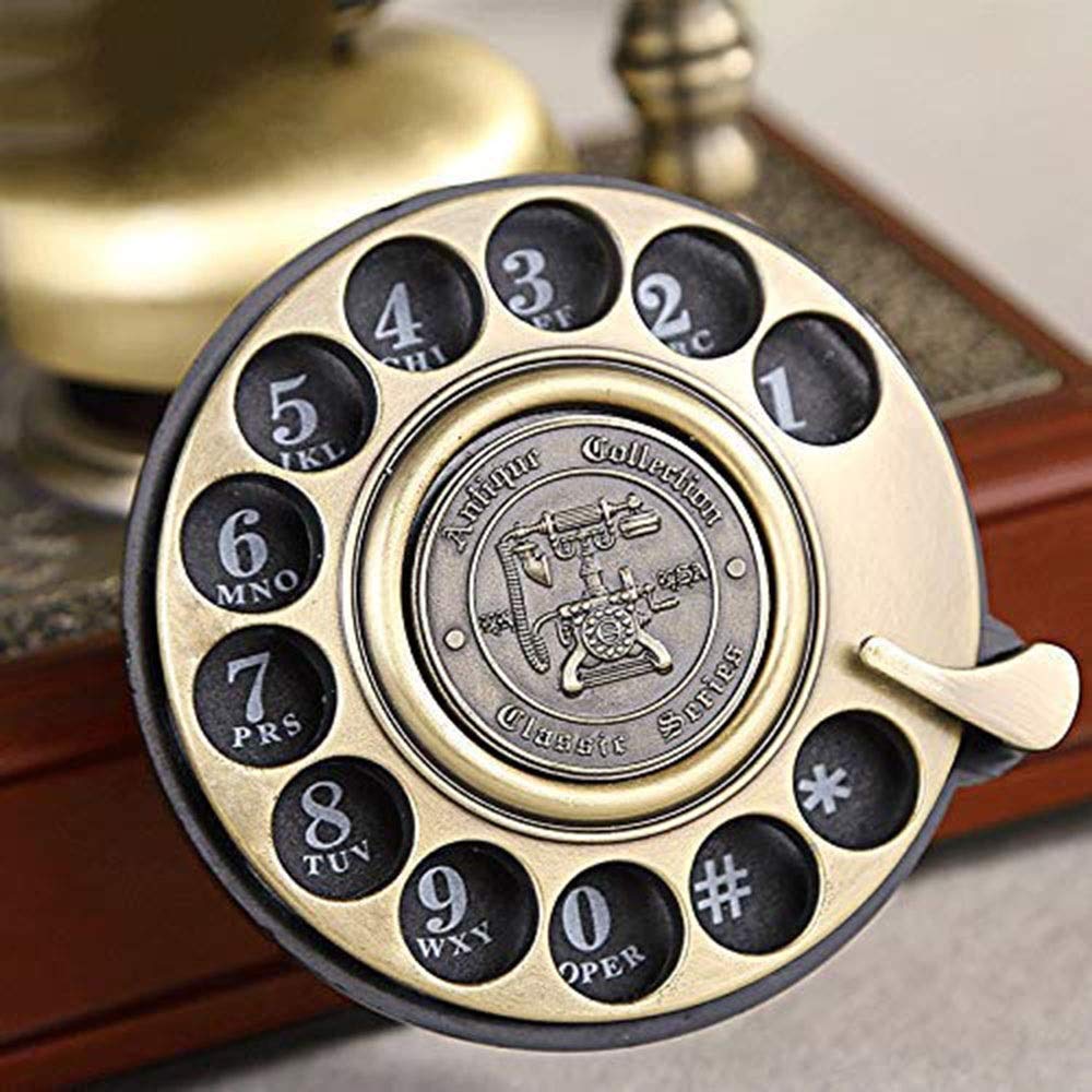 Telefon stacjonarny retro do domu, szkoły i biura, telefon retro, zabytkowy, nostalgiczny telefon z gramofonem, ponowne wybieranie numeru, europejski klasyczny telefon stacjonarny, telefon