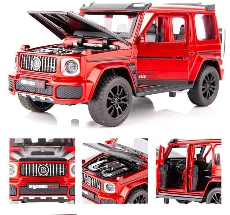 Image of 1:32 Alloy Model Car Compatible for G-Class SUV Style | Die-Cast Metal Pull Back Toy Car with Light & Sound, Openable Doors | Collectible & Gift Toy Vehicle for Kids Boys Girls (RED)