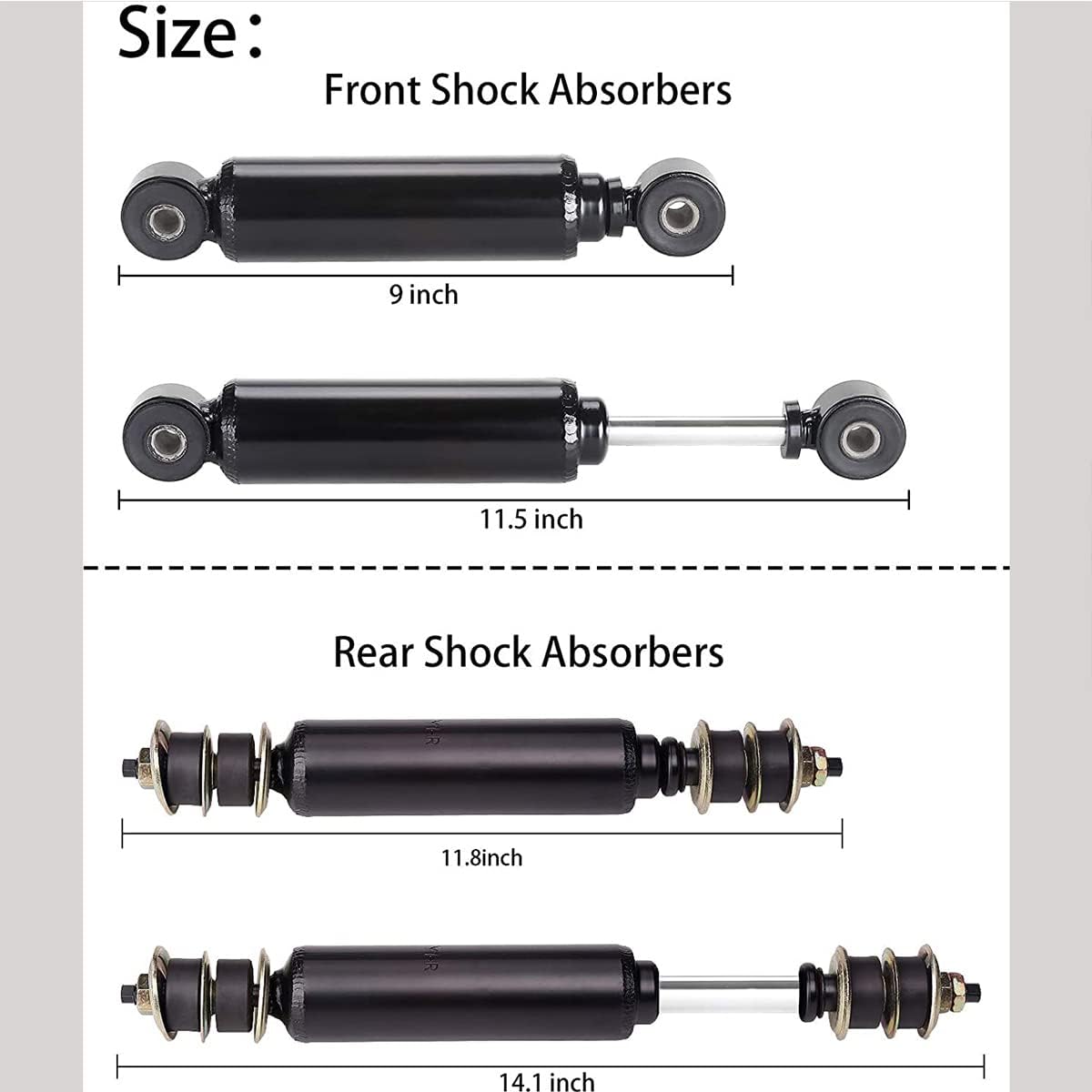 10L0L Golf Cart Front and Rear Shocks for Club Car DS G&E 1988-up,Precedent G&E 2004-up, Tempo 2018-up, OEM 1014235, 1014236, 1010991, 1015813, 1013164