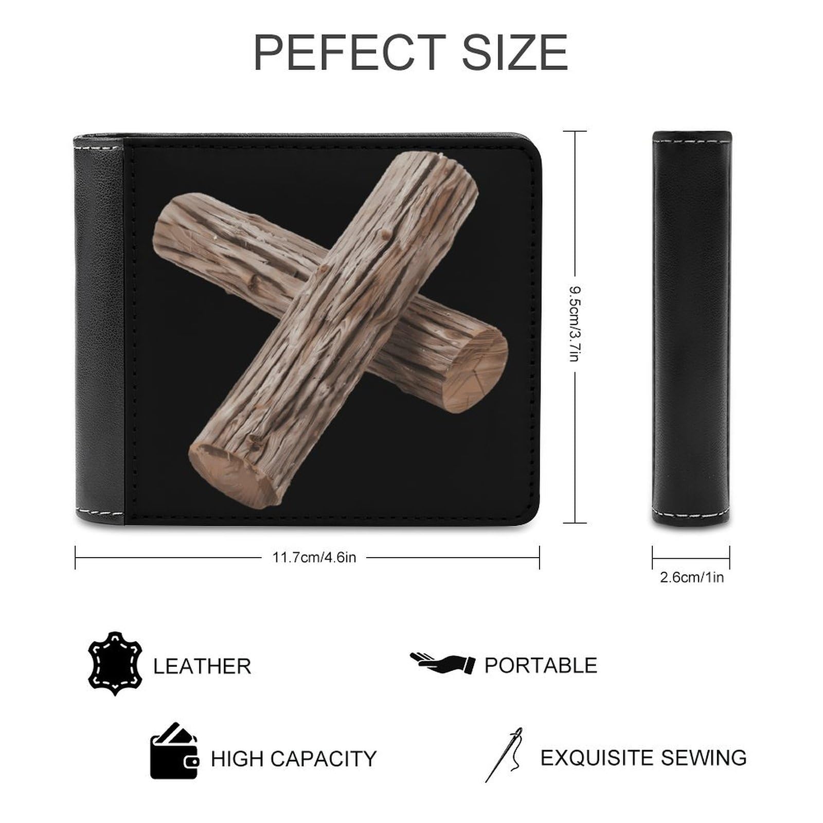 Wood Trunks Funny Billfold Wallet Credit Card Holder Slim Passcase Pouch Purse for Men Women