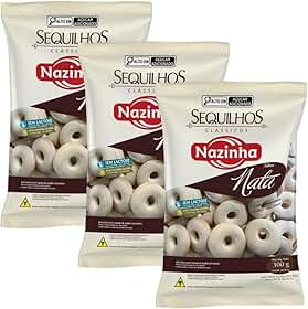 Kit 3 Pacotes de Sequilhos Sabor Nata de 300g cada - Nazinha
