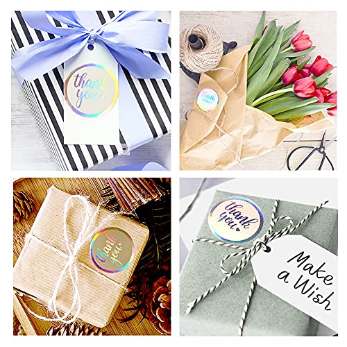 Bokinyoung Thank You Stickers Roll 500 Pcs Round Rainbow Silver Foil Seal Stickers 1.5 Inch Thank You Labels For Business #TOP3