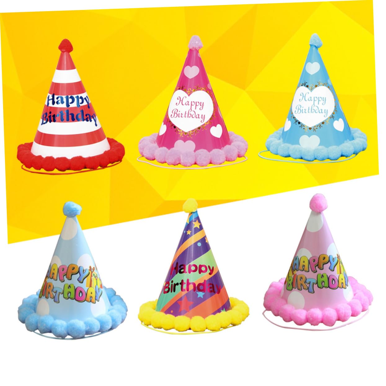 Abaodam 12piezas Sombreros De Cumpleaños Para Niño Niña Pompones Para Fiestas Infantiles Decoración Divertida y Original Para Celebraciones