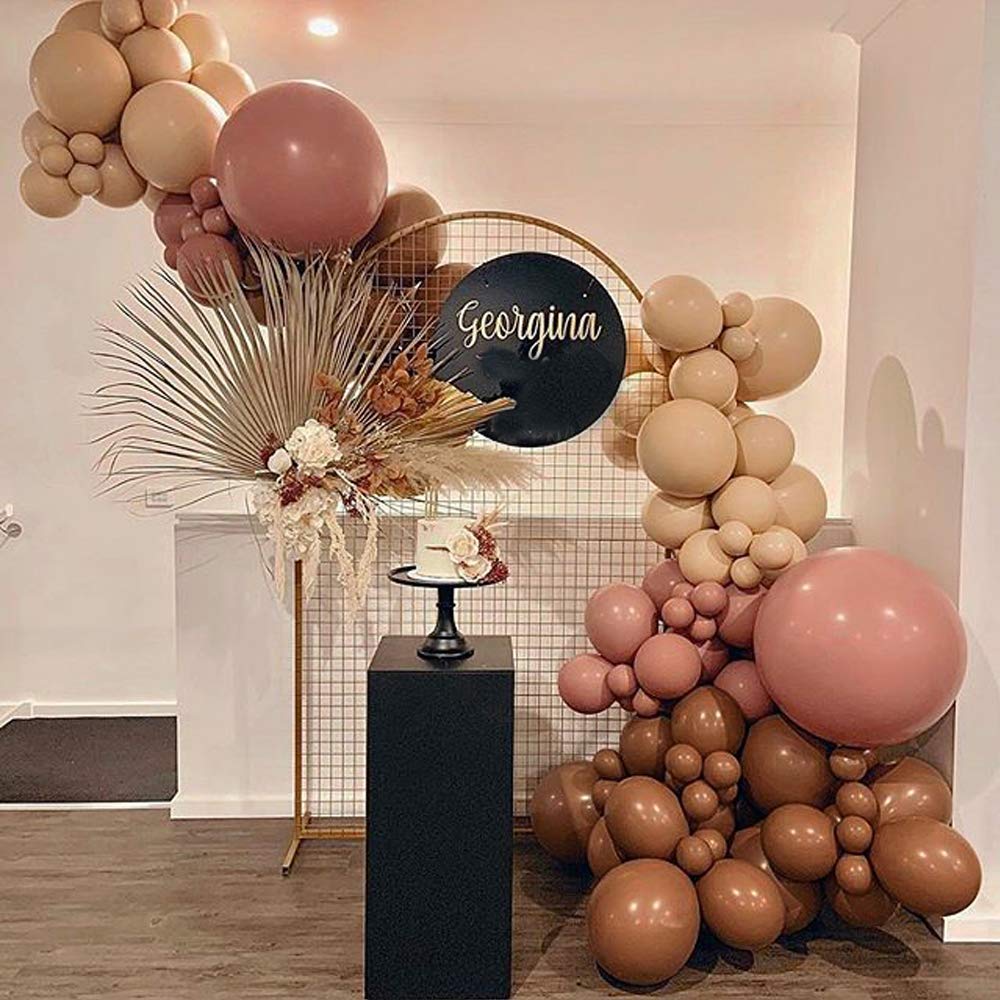 Retro Coffee Pink Apricot Balloon Arch Garland Kit-102pcs, 4 Sizes Retro Pink Coffee And Apricot Balloons-Party Decorations For Baby Shower, Bridal Shower, Birthday Party, Graduation, Engagement