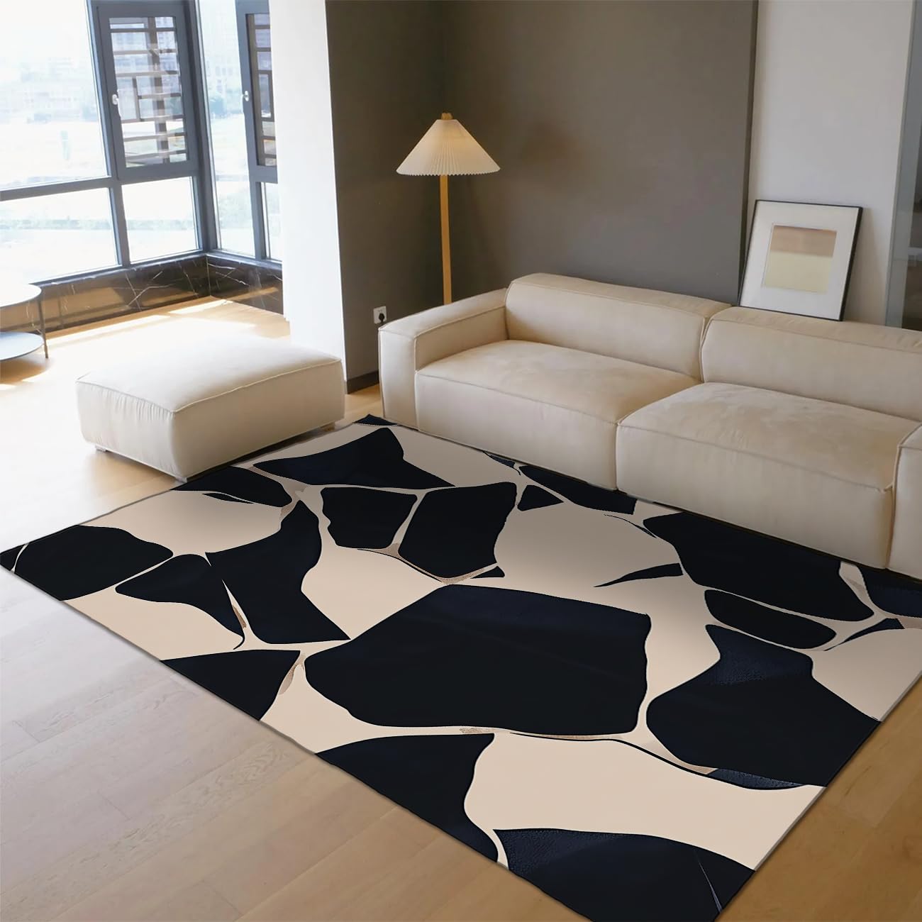 Tapis géométriques anti-poussière : moquette fine abstraite 80x120cm pour entrée nette
