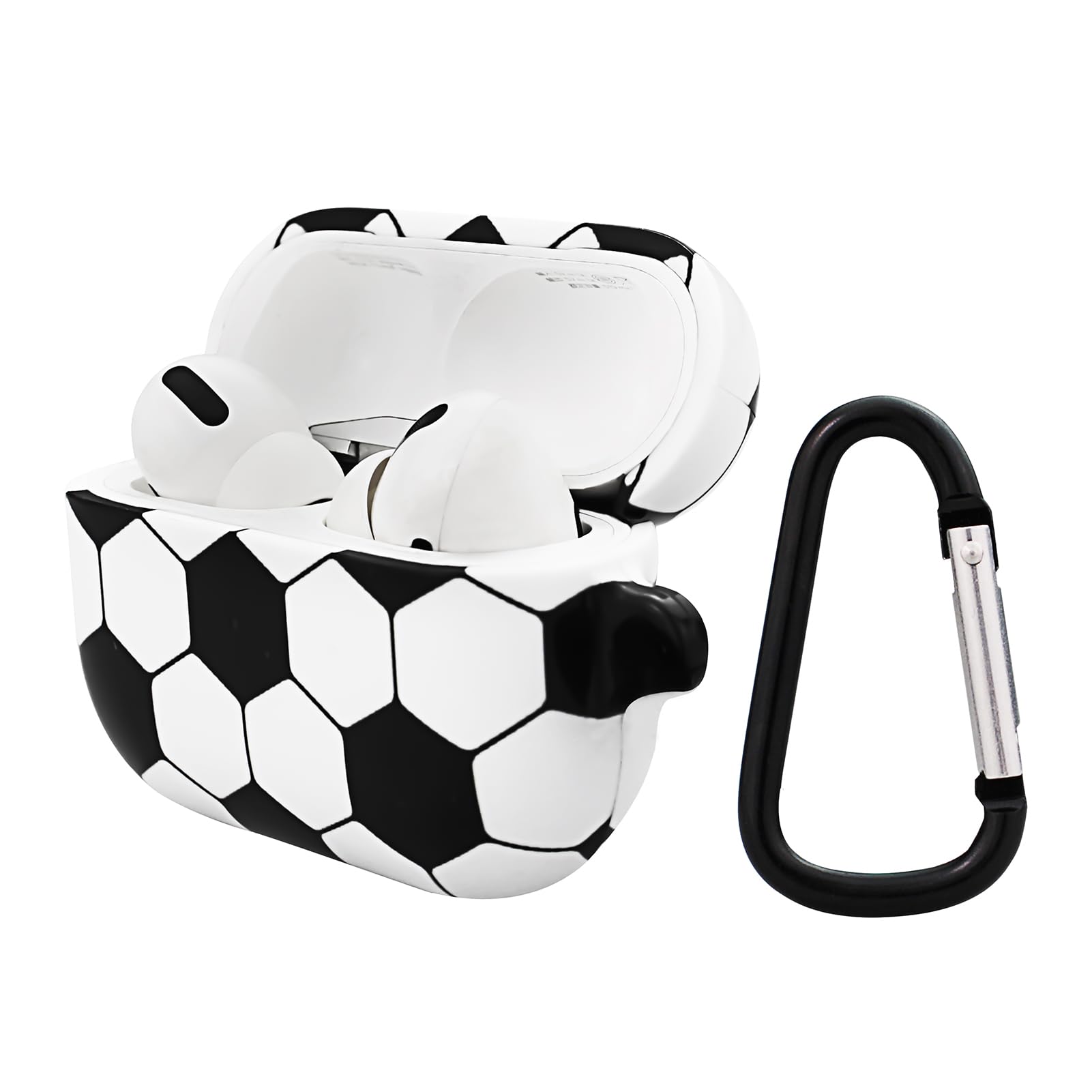 Airpods Pro Case Cover,Full Protective Soccer Design Airpods Pro Case Cover with Keychain Front LED Visible