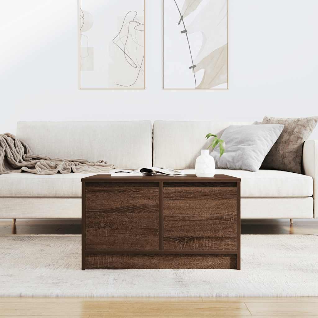 Hothingwell Stolik kawowy z szufladami Chene brązowy 70,5x70x40 cm