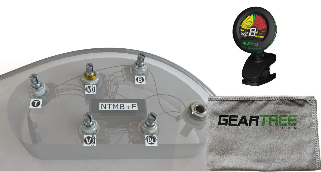 BartoliniHR-5.2AP/918 Pre-Wired Electric Bass Preamp Harness 3 Band EQ 5 Pots w/Cleaning Cloth and Tuner