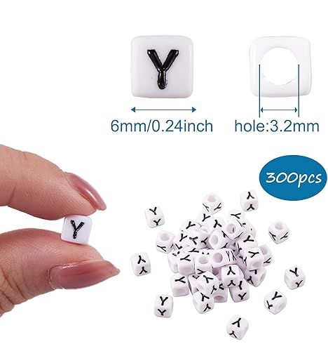 Vista 169 de FASHEWELRY 300 cuentas de letras acrílicas blancas de 0.236 x 0.236 pulgadas (0.236 x 0.236 in), cuentas del alfabeto para hacer pulseras