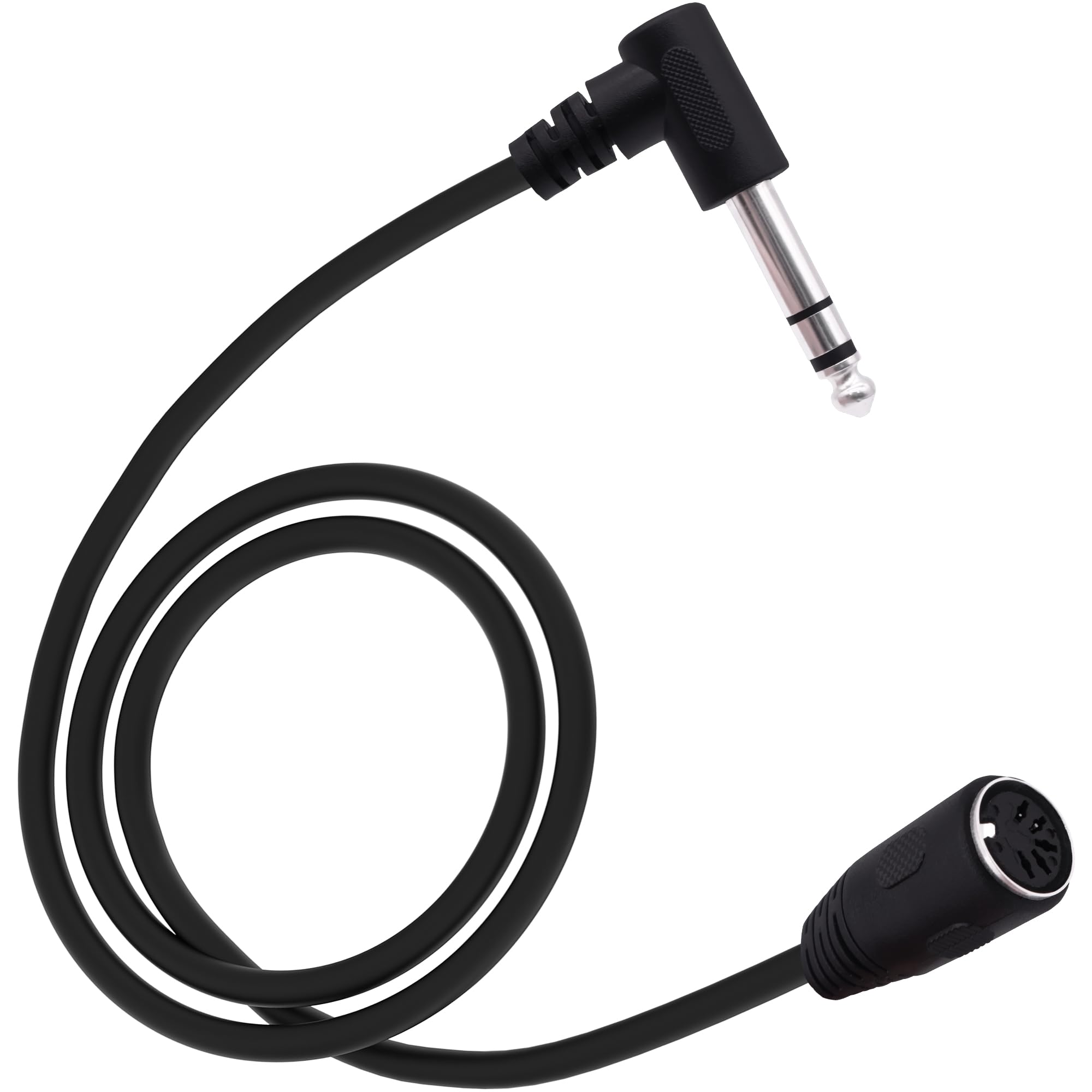 YARCHONN MIDI Din 5Pin to 6.35mm 1/4 Cable Din 5 Pin Female to 1/4 Inch Male 90 Degree Right Angle Plug TRS Stereo Audio Adapter Cord for Speaker Amplifier Mixer MIDI Keyboard-1.5M/4.9FT