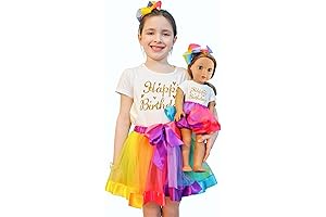 ZITA ELEMENT Girls Rainbow Dress Up Clothes 18 Inch Doll and Me...