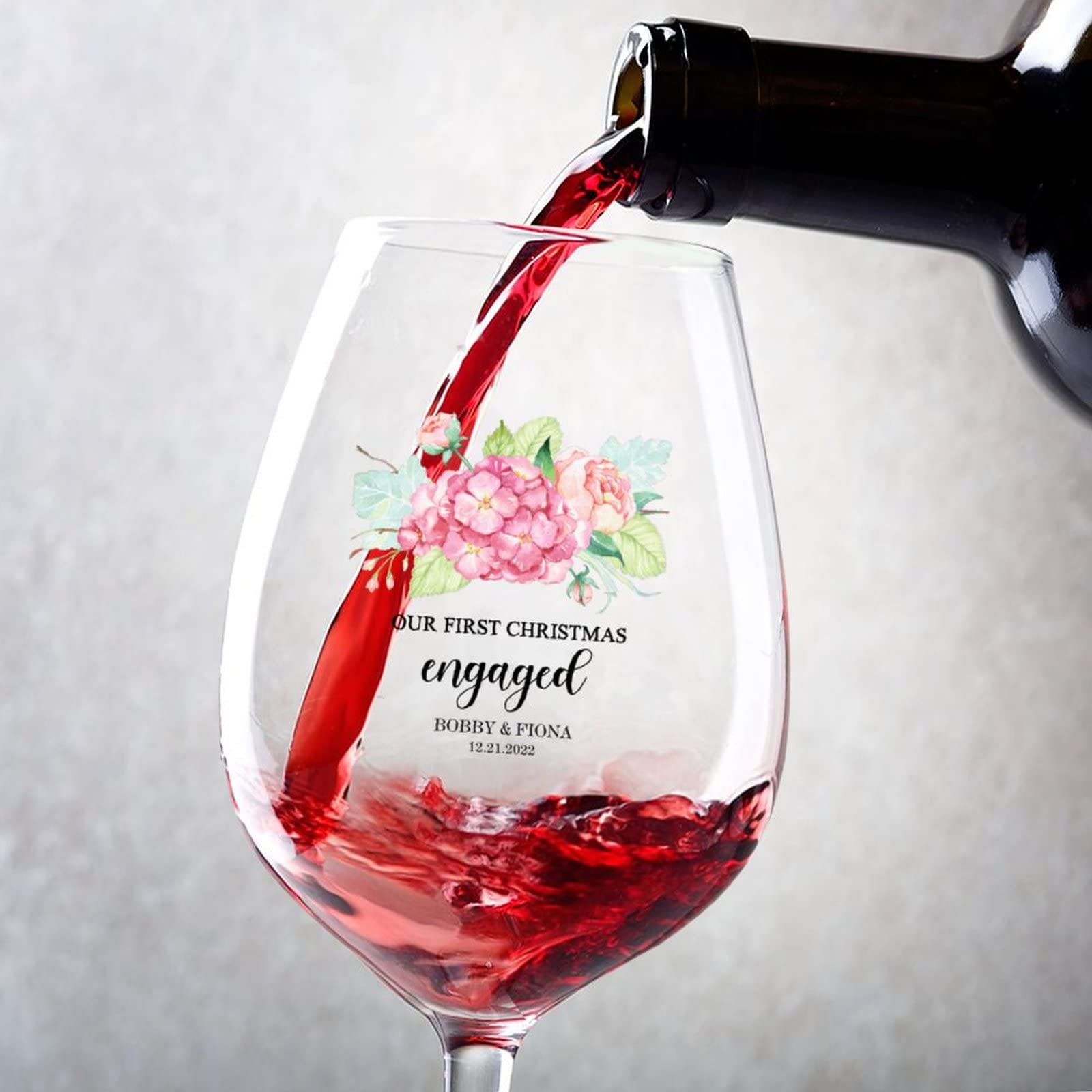Verres à vin de table 325 ml : lot de 2 verres pour décoration de Noël et mariage