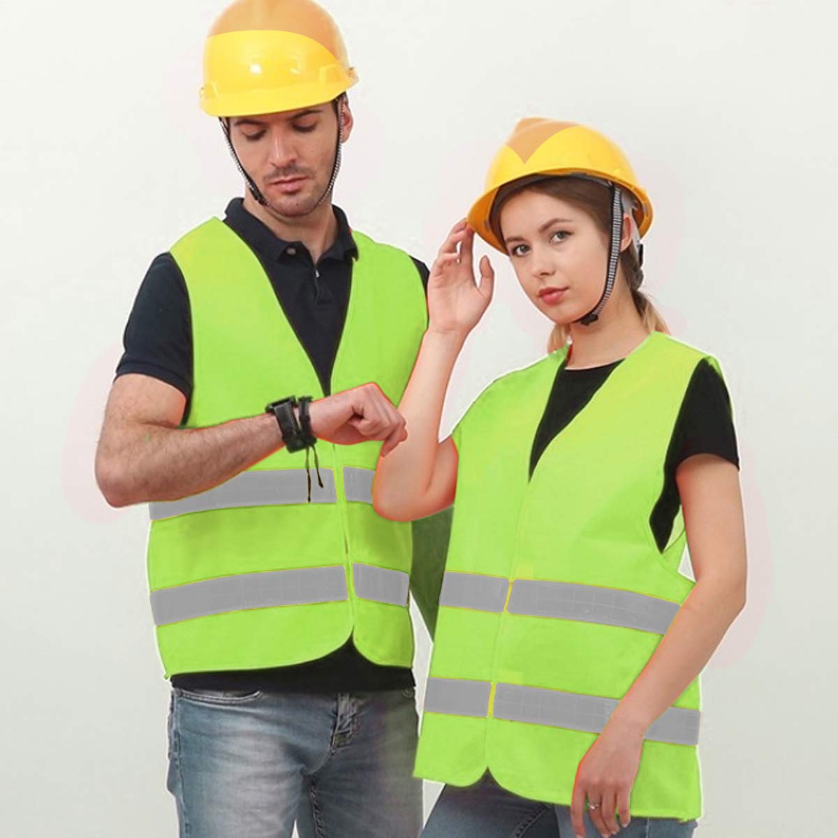 Lot De 10 Gilets De Sécurité Jaune Fluo Réfléchissant - Haute Visibilité Pour Voiture, Travail, Vélo - Taille Unique, Conforme UE