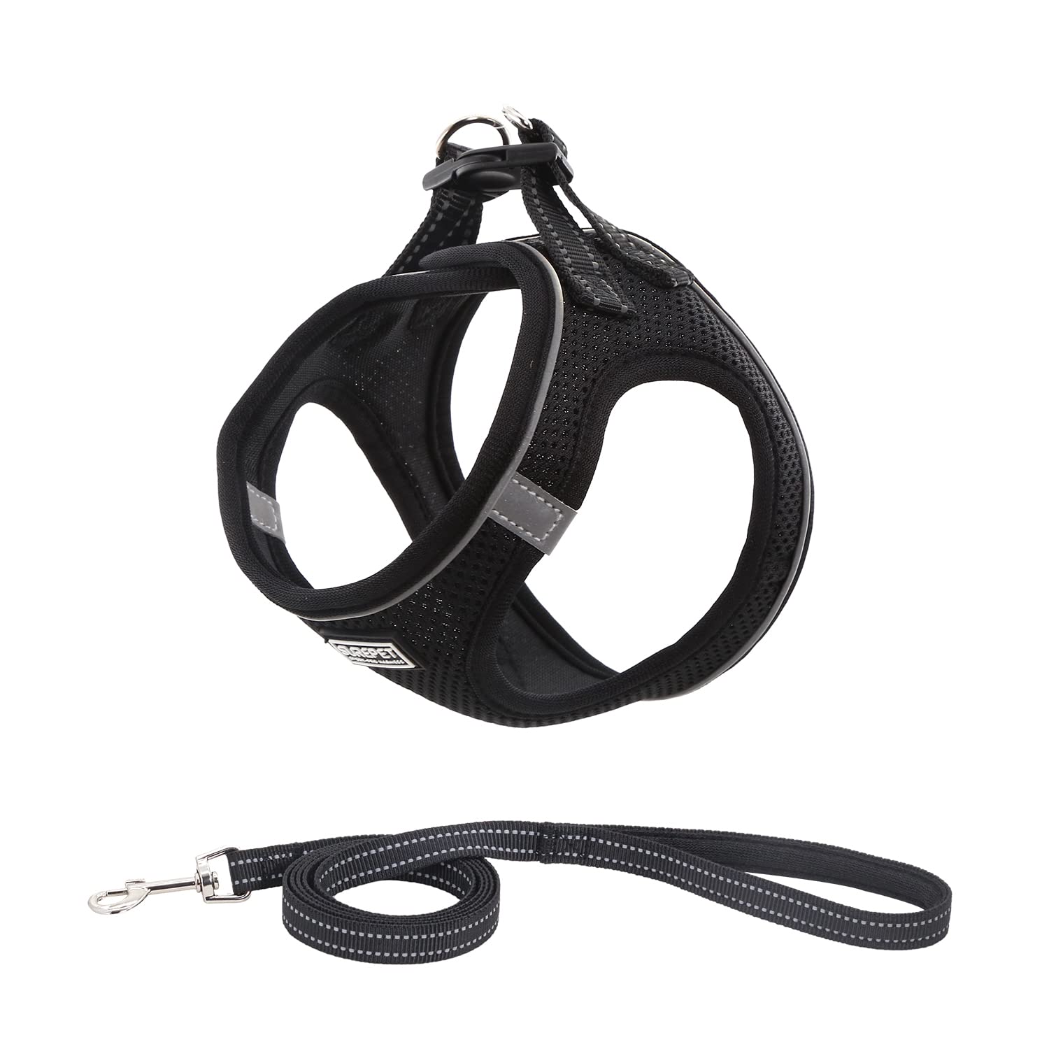 Pettorina Cane Taglia Piccola Riflettente, Pettorina per Gatti con Guinzaglio, Traspirante Imbracatura Cane Regolabile Imbottito per Cani Gatti Cuccioli Taglia Piccola (S, Nero)