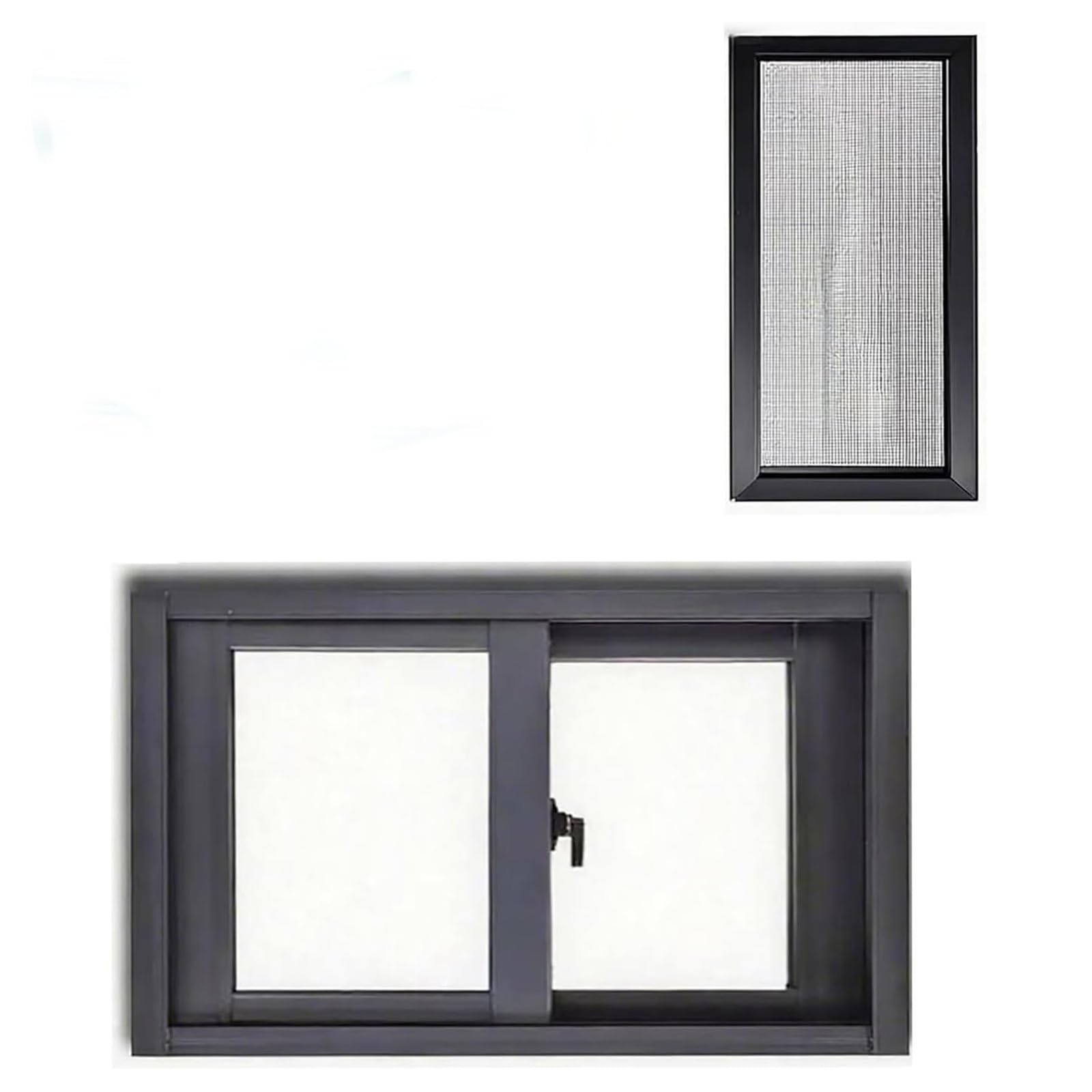 Custom Sizes, Heavy-Duty Sliding Windows, Horizontal Lockable Shed Transom Slider Window, with Screen(73.7x53.3cm/29x21")