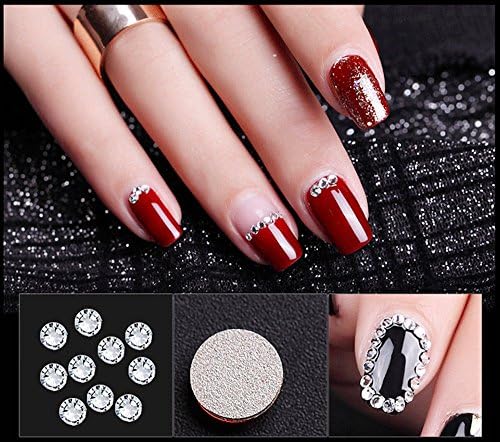 Zealer 4200 Pieces Flat Back Clear Nail Art Rhinestones for Nail Art Decorations, Round Crystal Gems Stickers for Clothes and Craft, 1.5 mm - 4.8 mm, 6 Sizes