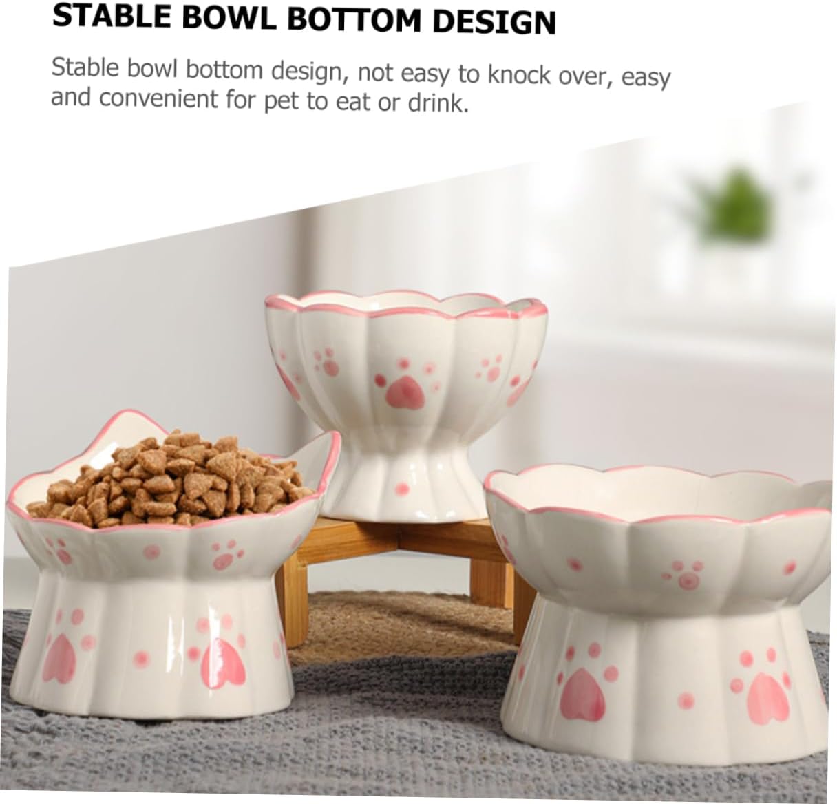 2pcs Ceramic Elevated Pet Bowl Neck Protection Raised Food Feeder for Cats and Puppies Tilted Design for Comfortable Mealtime Easy to Clean Multi Use Feeding Dish