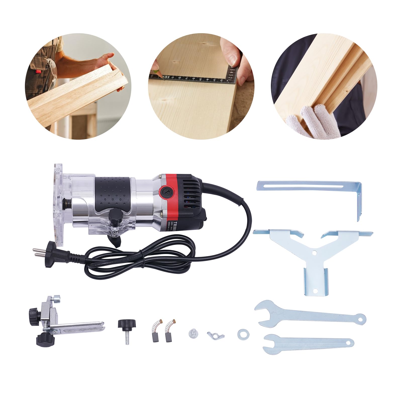 Fresa elettrica con una sola mano, fresa a mano, fresatrice a mano, fresatrice da 1/4", fresatrice da 800 W, fresatrice elettrica per legno da 6,35 mm, per lavorazione del legno, lavorazione