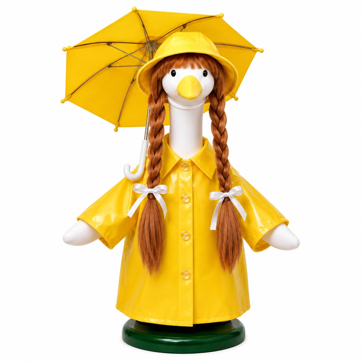 Yellow Raincoat Porch Goose Outfit, Wig &amp; Umbrella Set, 4-Piece Kit