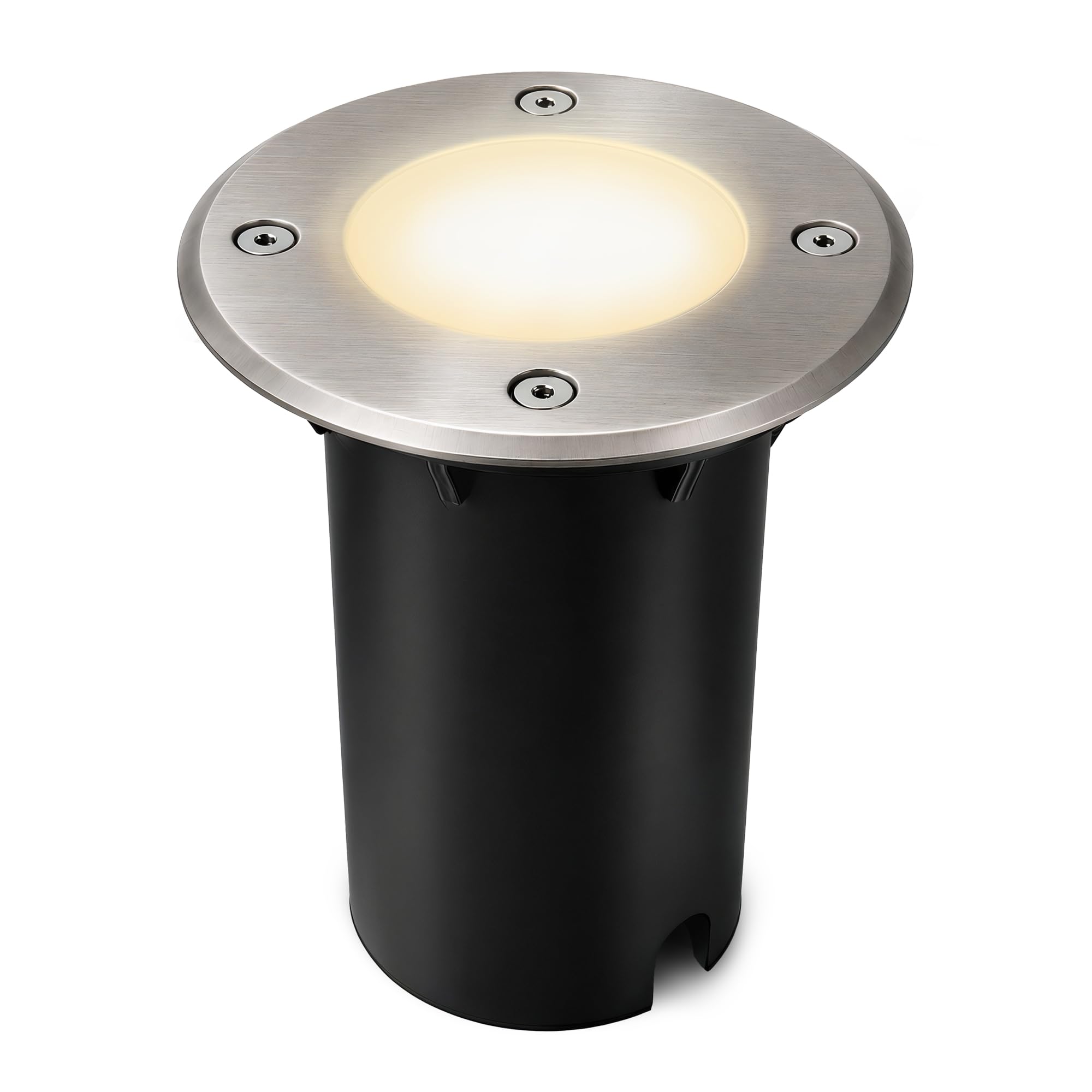 SSC-LUXon KALPA Bodenstrahler 6er Set silber rund IP67 GU10 2W warmweiß | Sechs befahrbare Bodenstrahler bis 2000kg - warmweiß, Edelstahl, reihenschaltbar für Wege & Terrasse, IP67, inkl. LED