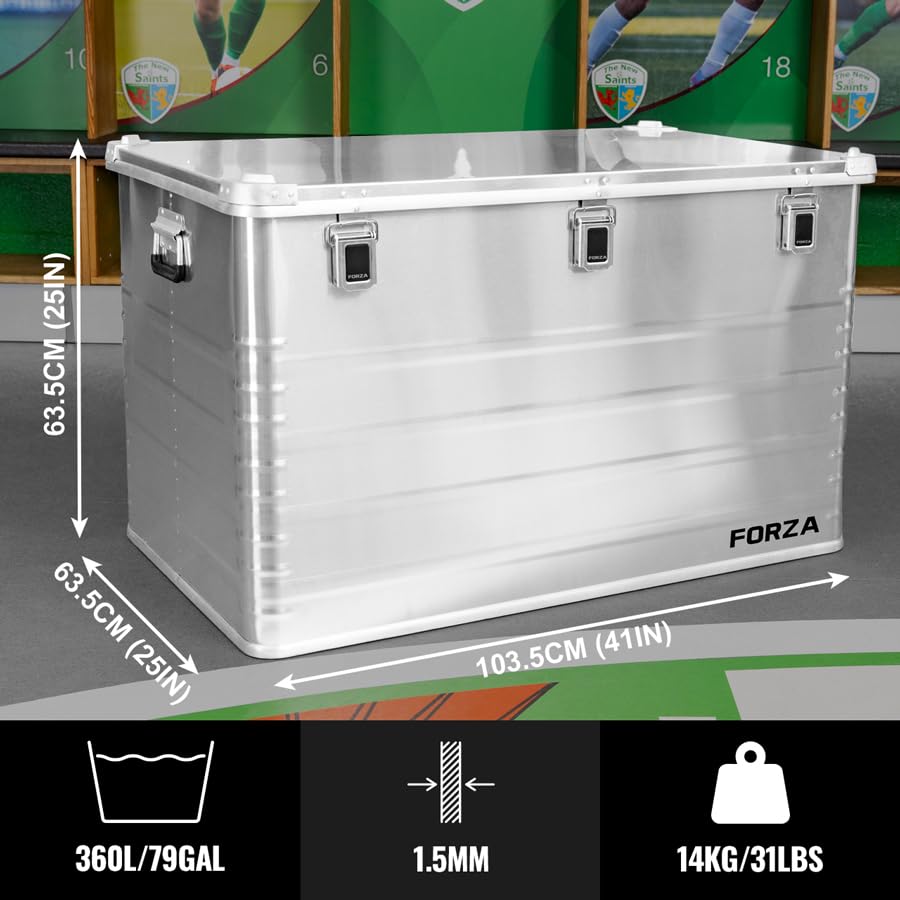 FORZA Scatole in alluminio per trasporto e stoccaggio, resistenti alle intemperie, con rivestimento in schiuma e angoli rinforzati, ruote opzionali, ideali per viaggi in club sportivi + kit di