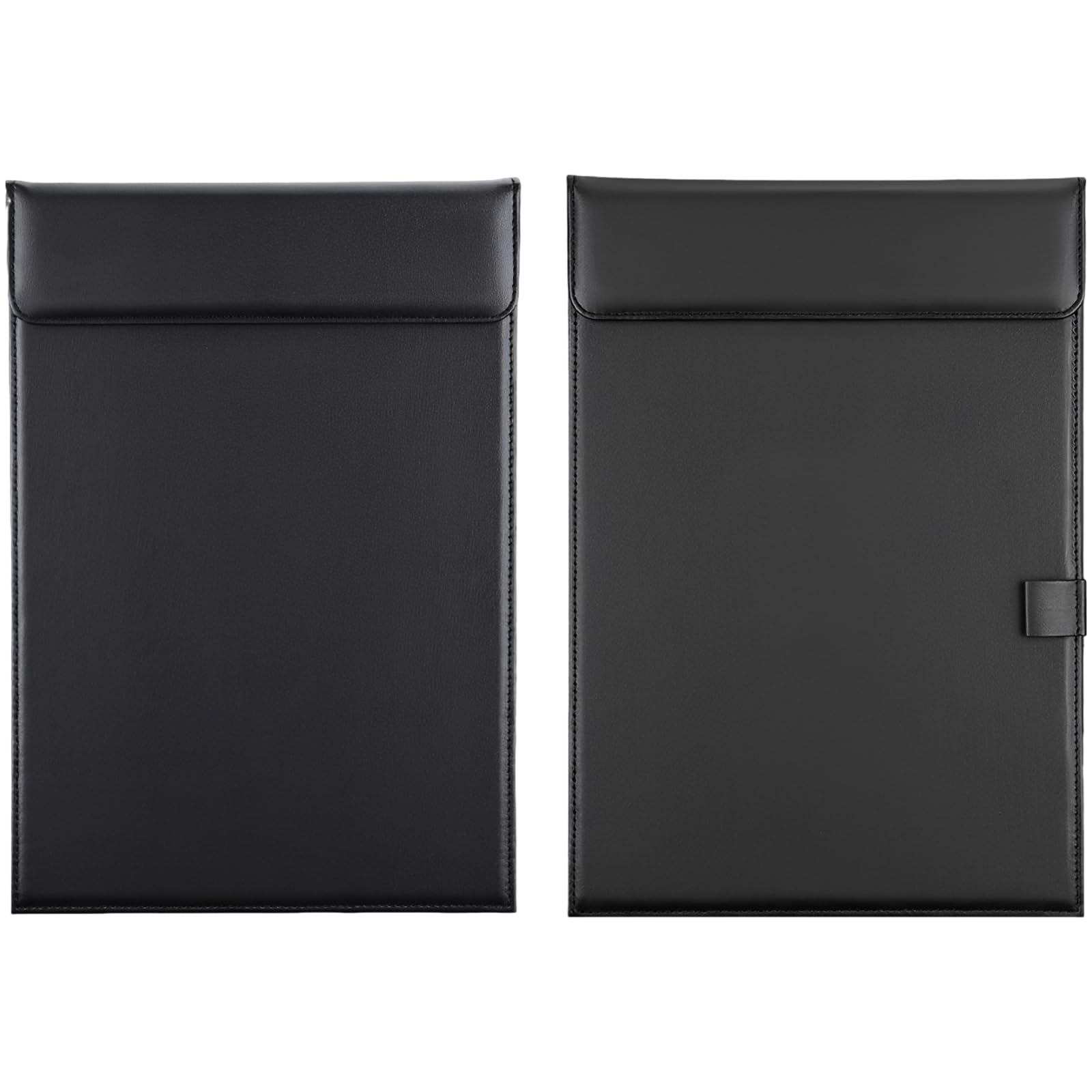 Lot de 2 porte-blocs A4 en cuir PU, avec fermeture auto-adhérente et porte-stylo, support de prise de notes pour réunions, conférences, hôtels et présentations, noir
