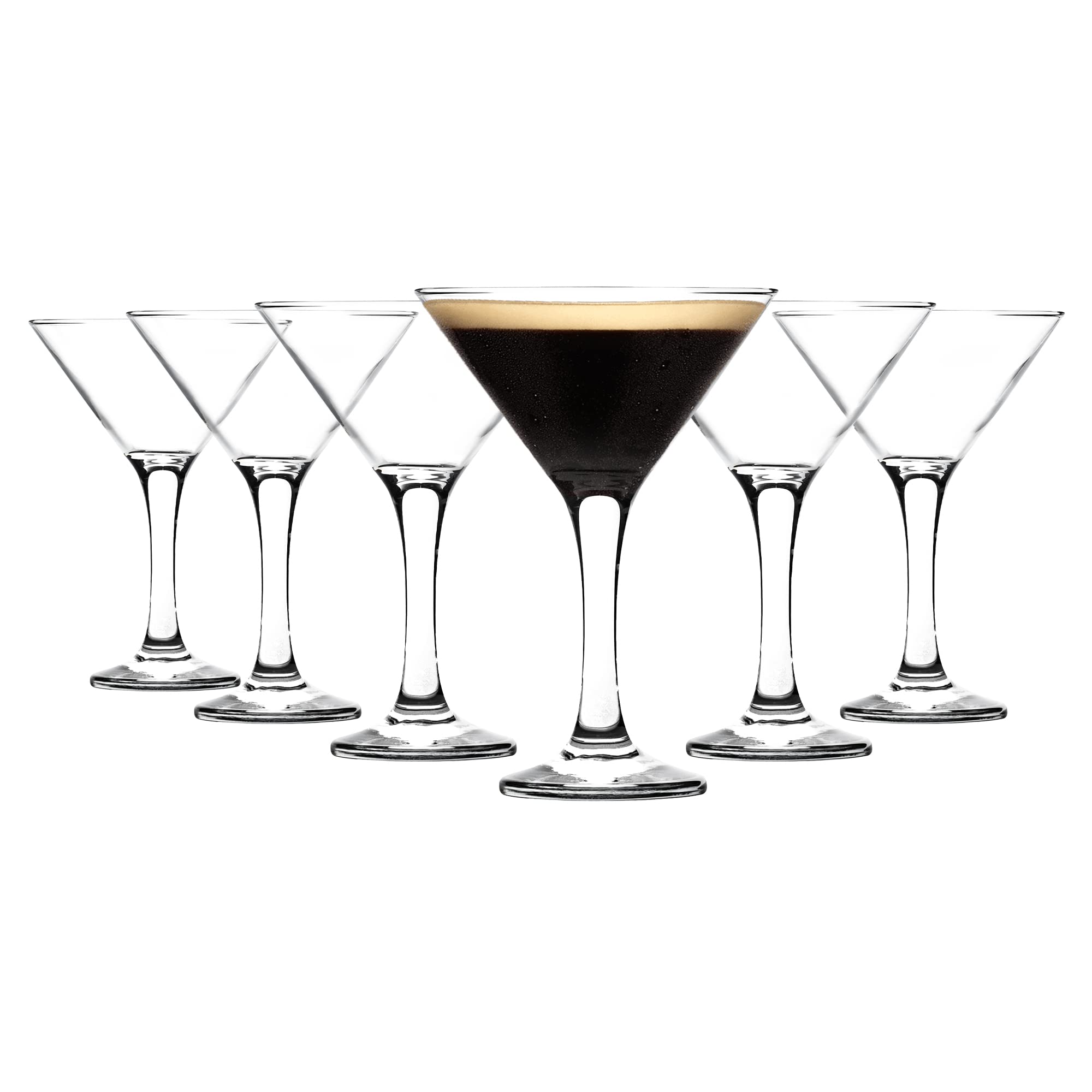 Rink Drink Transparent 6X 175Ml Espresso Martini Glasses - Vintage Art Deco Champagne Gin Cocktail Drinking Coupe Saucer Glass Party Set