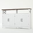 DWVO Farmhouse TV Stand with LED Lights & Power Outlets, Wood Entertainmenr Center w/Rattan Storage Cabinets for TV Up to 60", Boho Console Cabinets with Adjustable Shelves for Living Room (Oak)