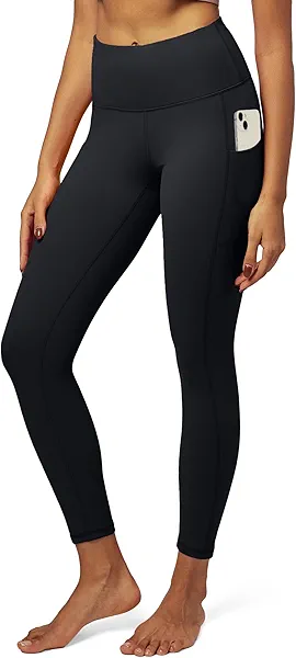 IUGA High Waist Yoga Pants with Pockets, Leggings for Women Tummy Control, Workout Leggings for Women 4 Way Stretch Black