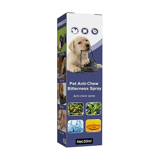 ERUIOLA No Chew Spray for Dogs. Bitter Apple Spray for Dogs to Stop Chewing. Effective Dog Deterrent Spray for Carpet Furniture. Dog Training & Behavior Aids. Alcohol-Free, Indoor & Outdoor Safe. 50ML