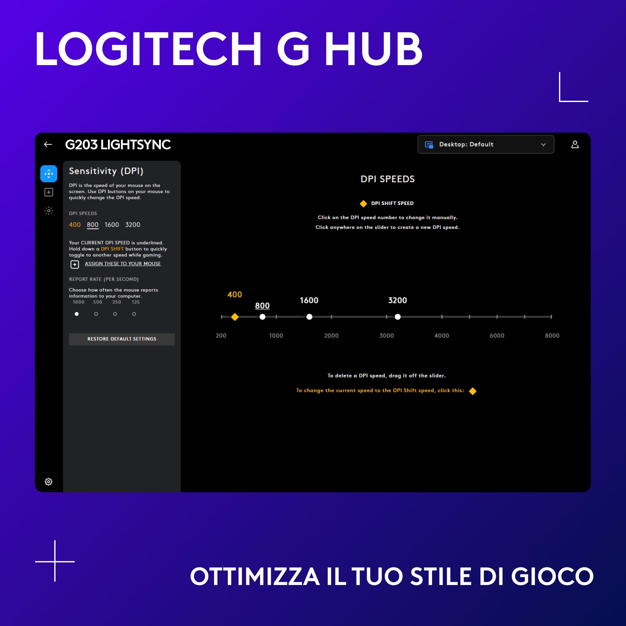 Logitech G G203 LIGHTSYNC Mouse Gaming con Illuminazione RGB, Personalizzabile, 6 Pulsanti Programmabili, Sensore per Gaming, Tracciamento a 8000 DPI, Peso Ridotto - Blu