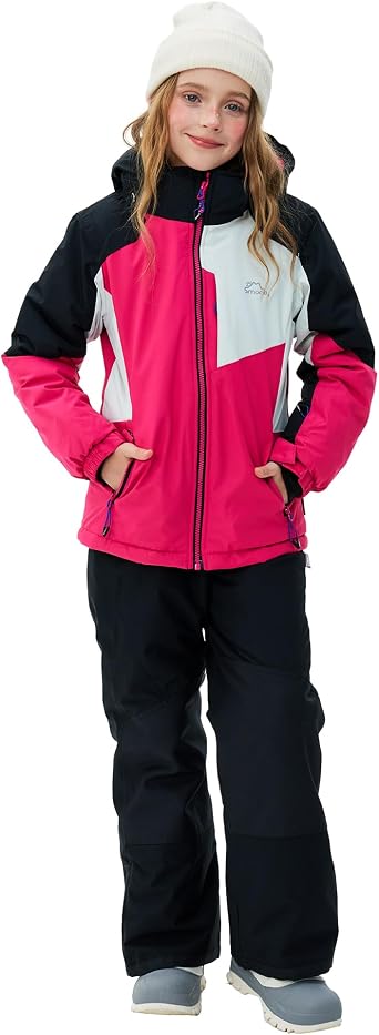 SMONTY Kids Ski Suit Girls Boys Snowsuits Winter Ski Jacket & Bib Pants Set Snowboard Waterproof Windproof Warm Coat