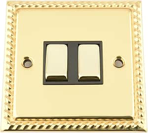 Click Deco Victorian Polished Brass 2 Gang 13A Double Pole Switched Socket Outlet With White Insert - View #7