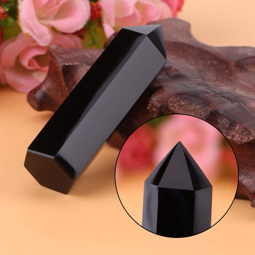 Stone Wands for Healing Black Obsidian Crystal Stone Healing Crystal Stone Raw Crystals Jet Black Obsidian Crystal Wand Pointed Natural Black Obsidian for Chakra Reiki Healing and Energy Work - Image 3