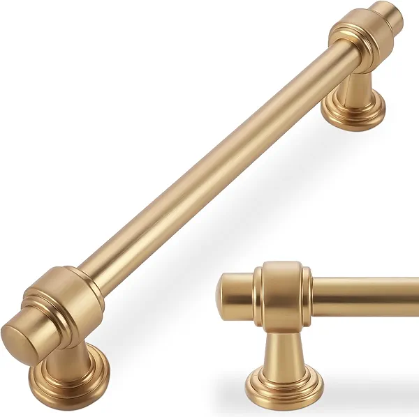 POVEFONK 10 Pack 5 inch Champagne Bronze Kitchen Cabinet Handles Cabinet Pulls Gold Drawer Pulls Kitchen Cabinet Hardware Handles Dresser Handles