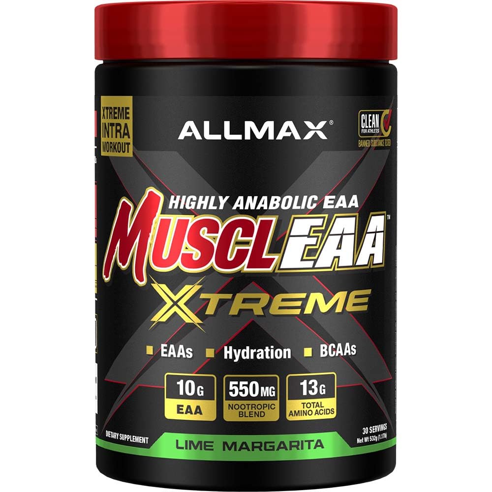 ALLMAX MUSCLEAA Xtreme, Lime Margarita - 532 g Powder - Provides EAAs, BCAAs & Hydration - Up to 30 Servings…