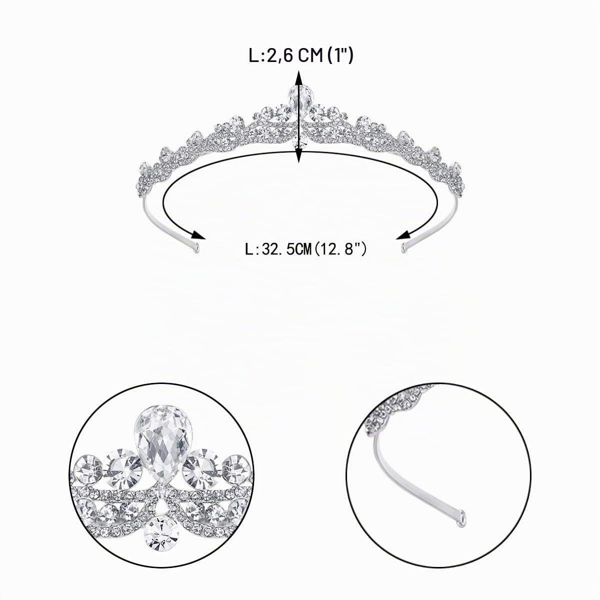 EVER FAITH Tiara Cristallo Austriaco Gioielli dei Capelli Matrimonio Fascia Argento-Fondo