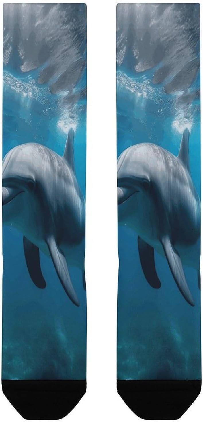 Dolphins in The Ocean Compression Sock Circulation Support Socks Lightweight Knee High Tube Sock Over-The-Calf Sock for Adult