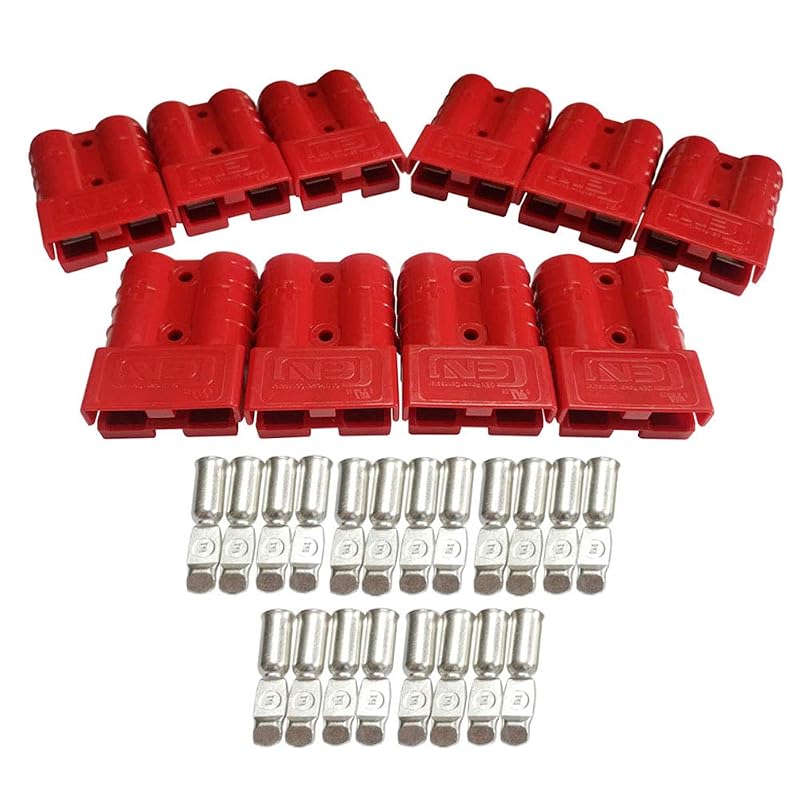 Conector de Bateria Vermelho 50 A Sunshine para 12 V e 24 V, Anderson 2 Pinos, Kit com 10